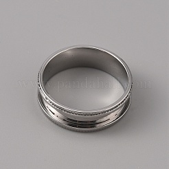 201 geriffelte Fingerringfassungen aus Edelstahl&nbsp;STAS-WH0027-26G-P