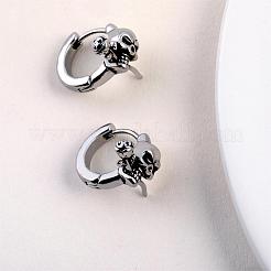 Creolen aus 316er Edelstahl mit Totenkopf und Rose für Männer und Frauen&nbsp;EJEW-SZ0001-94