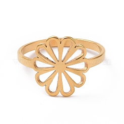 Anillo de acero inoxidable con revestimiento de iones (IP) 201 y diseño de flor&nbsp;RJEW-J051-30G