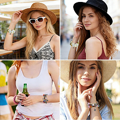 4 braccialetto avvolgente in perline sintetiche irregolari multifilo in stile boho&nbsp;BJEW-PA0001-07