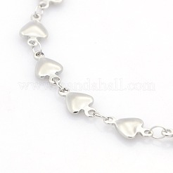 Anlaufbeständige Armbänder aus 304 Edelstahl mit Herzgliederkette im Casual-Stil&nbsp;STAS-O036-05P
