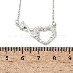 Pendentif cœur infini en laiton et zircone cubique transparente&nbsp;NJEW-V011-01P