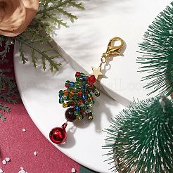 Perles de rocaille en verre pour arbre de noël et décorations pendantes en œil de tigre naturel&nbsp;HJEW-MZ00075-02