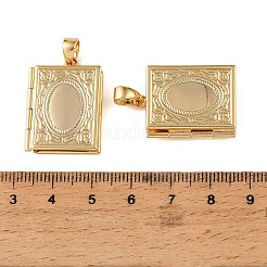 Medaillon-Anhänger aus Messing mit floralem Relief&nbsp;KK-CBA7157-09B-G