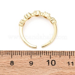 Manschettenringe aus Messing mit Mikropflaster und Zirkonia in Herzform für Damen&nbsp;RJEW-L334-03G