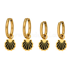Boucles d'oreilles pendantes créoles en acier inoxydable 304 émaillé pour femmes&nbsp;WGDB318-01