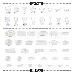 2Sets DIY Miniatur-Geschirr aus Kunststoff Teller Geschirr Set&nbsp;AJEW-YW0001-44