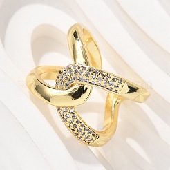 Messing Micro Pave klare Manschettenringe aus Zirkonia&nbsp;RJEW-C120-23G
