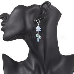 4 Paar 4 Farben Edelstahl Glasblume mit Tropfen-Hebelohrringen&nbsp;EJEW-TA00704
