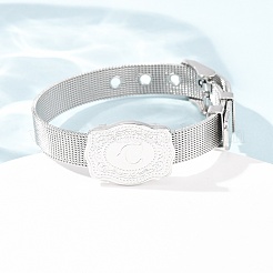 Braccialetti a catena con cinturino per orologio in acciaio inossidabile 304 per donne e uomini&nbsp;BJEW-P386-09P-C