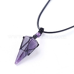 Natürlichen Amethyst Anhänger Halsketten&nbsp;LS-NJEW-E140-A02