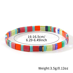 3 Stück handgewebte Vintage-Boho-Armbänder mit rechteckigen Glasperlen für Frauen&nbsp;BD5466