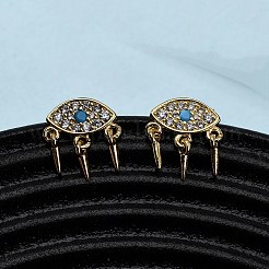 Pendientes de botón con ojo de circonita cúbica micropavé de latón&nbsp;EJEW-K267-14G