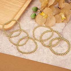 6 Stück runde Stretch-Armbänder aus Messingperlen für Damen&nbsp;BJEW-SW00150