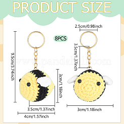 8 porte-clés abeilles en laine crochetée&nbsp;KEYC-ME00023