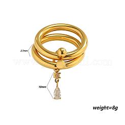 Bagues à double couche en acier inoxydable 304 et zircon cubique&nbsp;WG9DBC7-01
