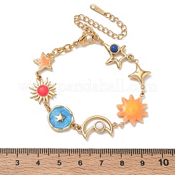 Pulseras de eslabones de acero inoxidable 304 esmaltadas con estrellas&nbsp;SA-CBA7107-06G