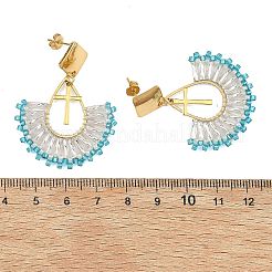 Boucles d'oreilles créoles pendantes en acier inoxydable 304 et perles de verre&nbsp;EJEW-MZ00824-02