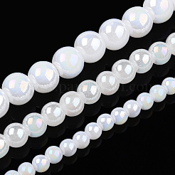 Chapelets de perles en verre d'imitation jade électrolytique&nbsp;LS-GLAA-T032-J10mm-AB01