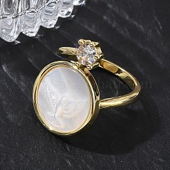 Anillos abiertos de latón con micropavé de circonitas cúbicas transparentes&nbsp;KK-CBA56EF-41C-G