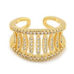 Bague de manchette large ouverte en laiton plaqué micro pavé de zircone cubique pour femmes&nbsp;RJEW-C082-04G