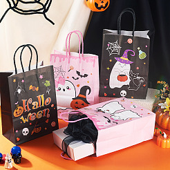 8 Stück 4 Stile Halloween-Thema bedruckte Papier-Geschenk-Tragetaschen&nbsp;ABAG-TA0001-60