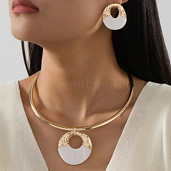 Choker mit Anhänger aus Legierung und Naturmuscheln sowie Ohrstecker&nbsp;FS-WG574AF-01