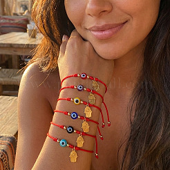 6 Stück geflochtenes Armbandset mit Glasperlen und bösem Blick&nbsp;ID6668-7