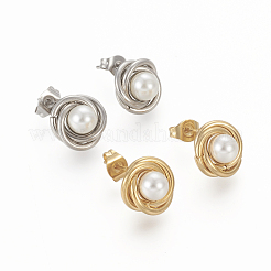 Orecchini a bottone in acciaio inossidabile 304&nbsp;EJEW-F246-02GP