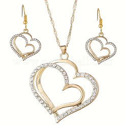 Herz-Legierung Kristall Strass Anhänger Halskette & baumeln Ohrring-Sets&nbsp;FS-WG8597C-01
