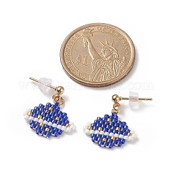 Aretes colgantes con forma de planeta trenzado con semilla de vidrio&nbsp;EJEW-MZ00013-01