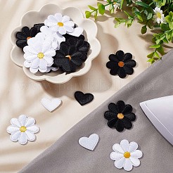 60 Stück 4 Stil Sonnenblume & Liebe Herzform computergesteuerte Stickerei Stoff zum Aufbügeln/Aufnähen Patches&nbsp;DIY-GF0006-77