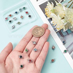 24 Stück 12 Farben 304 Edelstahl Strass-Anschluss-Charms&nbsp;STAS-SC0004-34