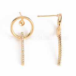 Messing Mikro pave klar Zirkonia Ohrstecker Zubehör&nbsp;KK-S356-349-NF