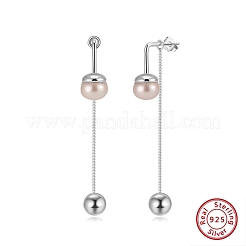 925 Ohrstecker aus Sterlingsilber mit runder Quaste&nbsp;EJEW-D326-03P