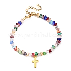 3 bracciale con ciondolo a croce in lega bicolore&nbsp;BJEW-JB12323