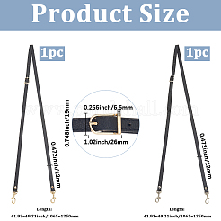 2 sangle de sac à main plate en cuir PU noir&nbsp;PURS-BBC0001-01