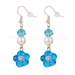 Fiore a lume con orecchini pendenti di perle di vetro&nbsp;EJEW-JE04994