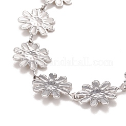 Gänseblümchen-Kettenarmband aus Emaille&nbsp;BJEW-P271-01P