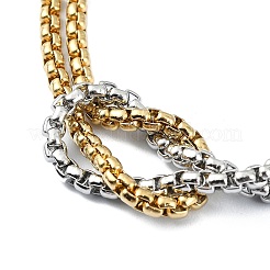 Bracciale con ciondolo a croce cava in acciaio inossidabile 304 con catene a scatola a doppio strato&nbsp;BJEW-A002-01