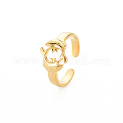 Anillo abierto de acero inoxidable 304 con revestimiento iónico (IP) para mujer&nbsp;RJEW-S405-156G-J