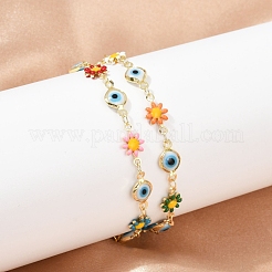 Bracelets à maillons en acier inoxydable 304 émaillé pour femme&nbsp;BJEW-S157-08G