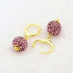 Baumelnden runden Ball Harz Rhinestoneohrringe&nbsp;EJEW-J080-22G