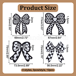 12 pièce 4 styles de patchs brodés en tissu à repasser/coudre&nbsp;PATC-PH0001-26