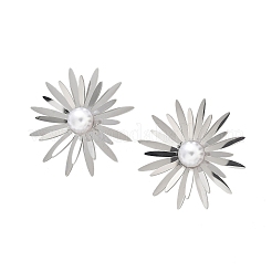 Pendientes de acero inoxidable 304 con perlas de imitación ABS&nbsp;EJEW-Z098-20P