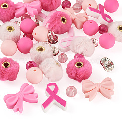 48 Stück DIY-Schmuck-Fingerungssets zum Thema Brustkrebsbewusstsein&nbsp;DIY-TA0013-60