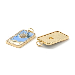 Placage de crémaillère en laiton micro pavé pendentifs en zircone cubique claire&nbsp;KK-D073-24G-02
