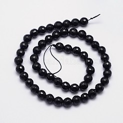 Sfaccettate rotonde fili di perline naturale di tormalina nera&nbsp;G-I160-02-8mm