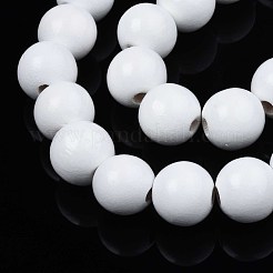 Brins de perles de bois naturel peintes à la bombe&nbsp;WOOD-S053-57G