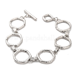 Bracelets à maillons hexagonaux en laiton pour femmes et hommes&nbsp;BJEW-G740-05P